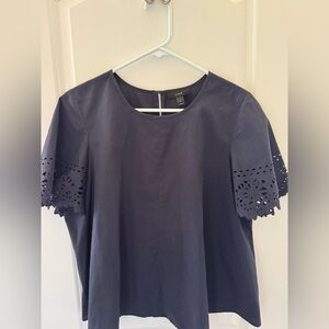 J. Crew | navy lace sleeve blouse
